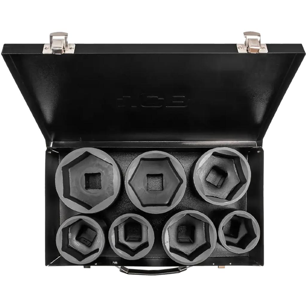 JCB 1" Cr-Mo 6-Point Impact Socket Set 7 Pieces 46-75mm