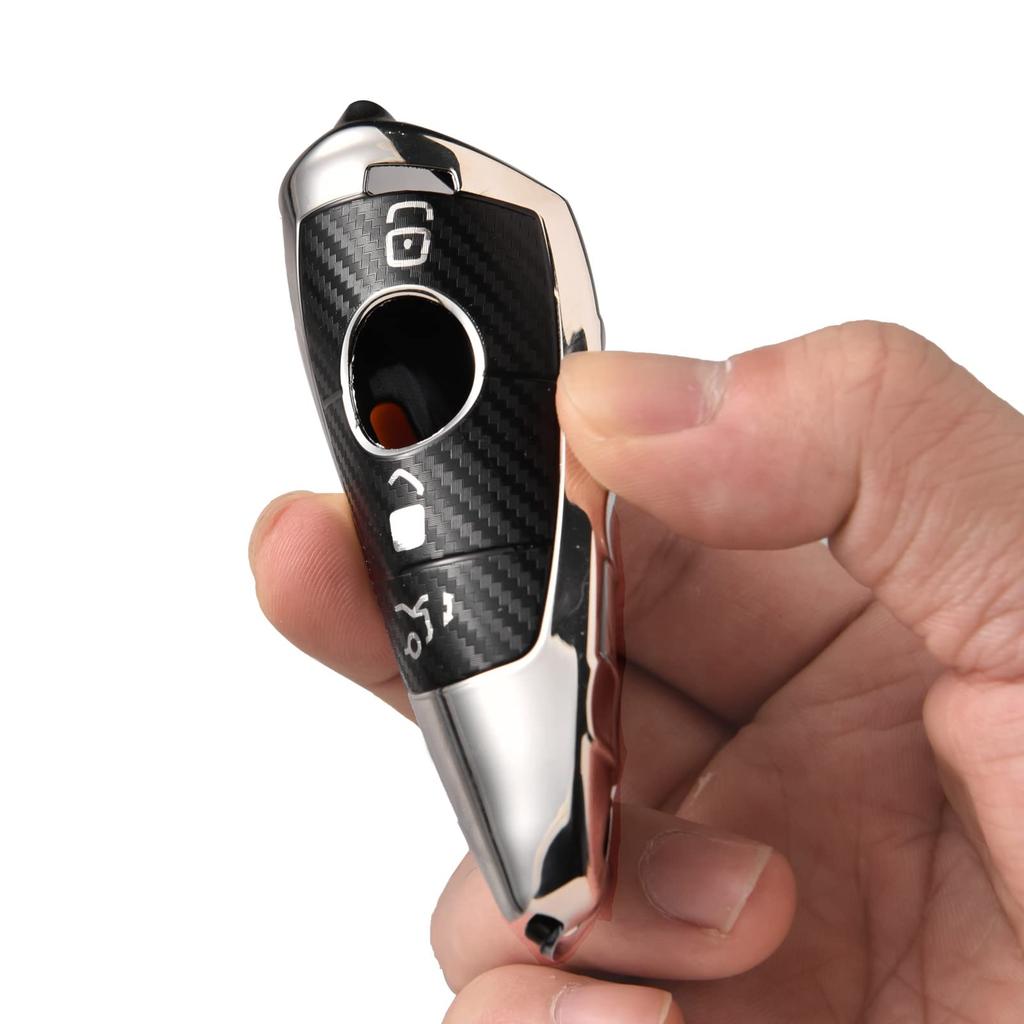 [OATSBASF] Benz Key Case, Benz Key Cover, Carbon Fiber, 360° Full Protection, Scratch Prevention,