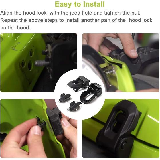 Jeep Hood Latch For 2007-2018 Jeep Wrangler Jk JL Black Stainless Steel Catch Kit Accessories To 2018 Jeep Wrangler