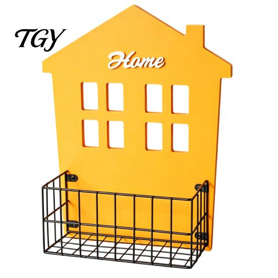 Charming Wall Shelves for Fairy Tale Style Wooden House Shape Shelf, Decorative Metal Storage Rack, Creative Sturdy And Wood Floating