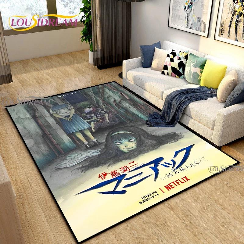 Junji Ito Art Fear Carpet for Living Room Bedroom Table Decor Yoga Area Rug Kitchen Kid Un-slip Floor Mat Alfombra Birthday Gift
