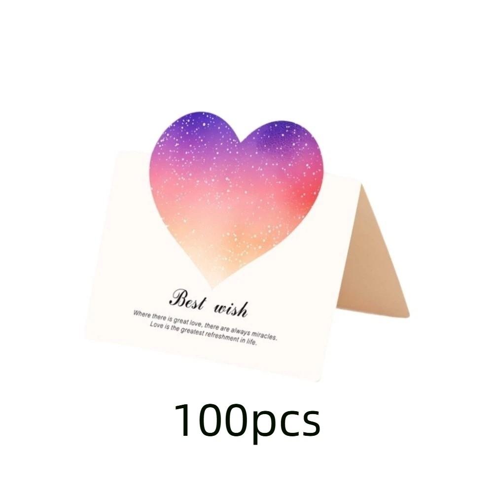 100pcs 3D Starry Sky Heart Greeting Cards Paper Romantic Valentines Day Card Folding Best Wish Thank You Letter Graduation Gift