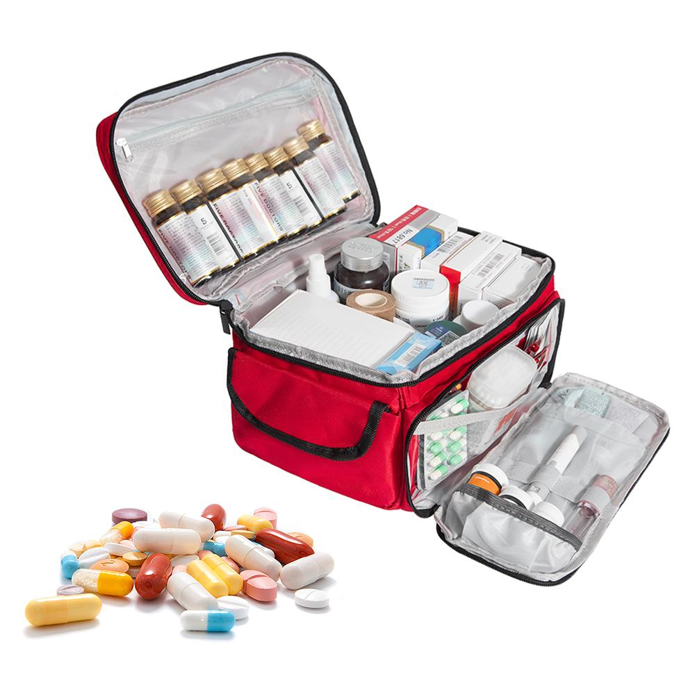 Tragbarer Erste-Hilfe-Koffer mit hoher Kapazität, Reisemedizin und Medikamentenaufbewahrungstasche Oxford-Stoff Organizer-Box Notfall-Überleben