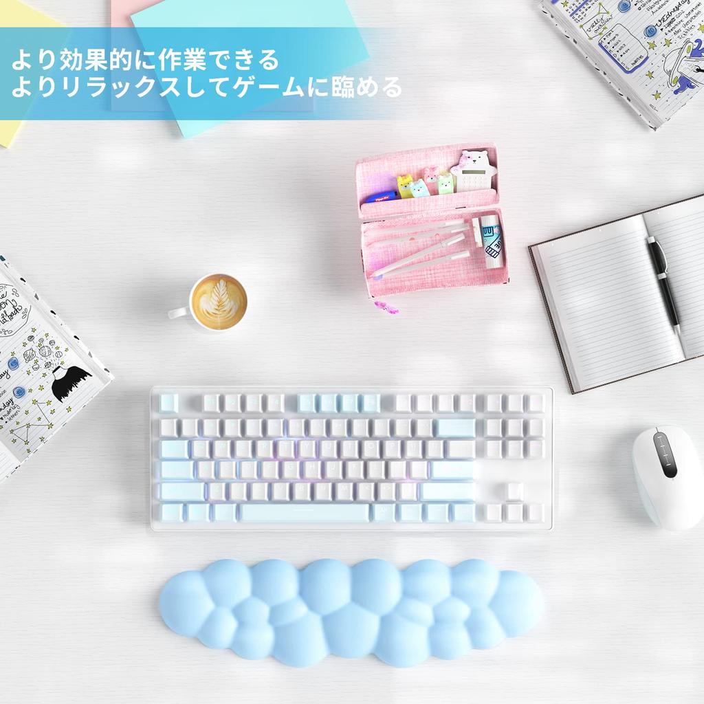 Keyboard Wrist Rest White Computer Armrest Cloud Hand Rest Wrist Cushion Cloud Palm Rest Reduce Fatigue Soft Material Ergonomic Cute Suitable for