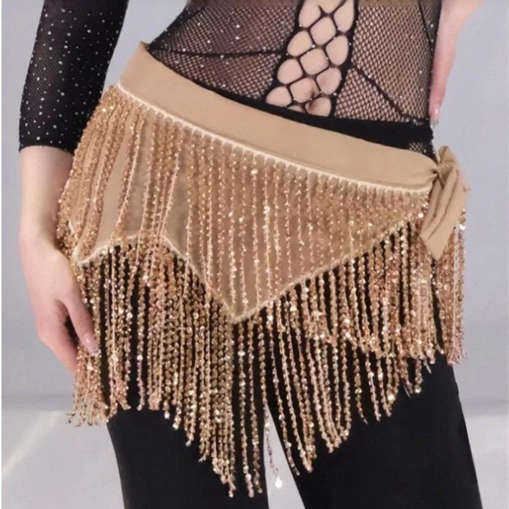 Triangle Belly Dance Hip Scarf Shining Tassel Hip Wraps Waist Chain Belt Oriental Dancer Wear Show