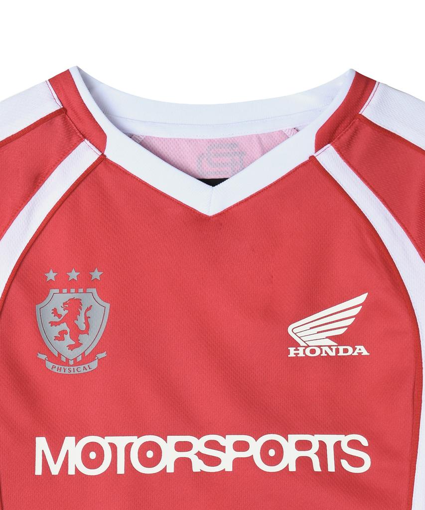 PHYPS MOTORCYCLE Womens Mesh Crop Football Tee Red