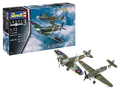 Revell 1/72 Scale German Air Force Messerschmitt Bf109G-10 Vs. Royal Air Force Spitfire Mk.V Battle Set, Plastic Model Kit 03710