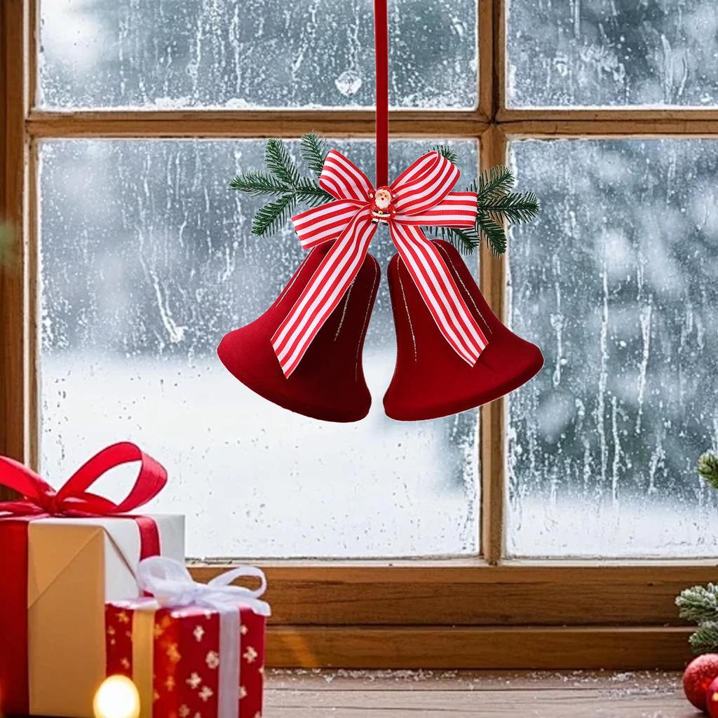 Bell Ornaments For Christmas Tree Flocking Holiday Decoration Hangable Christmas Decorations For Home Front Door Office Wreath