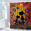 Vibrant Cat and Flowers Waterproof Mildew-Resistant Shower Curtain - Colorful Artistic Design for a Playful Bathroom Décor