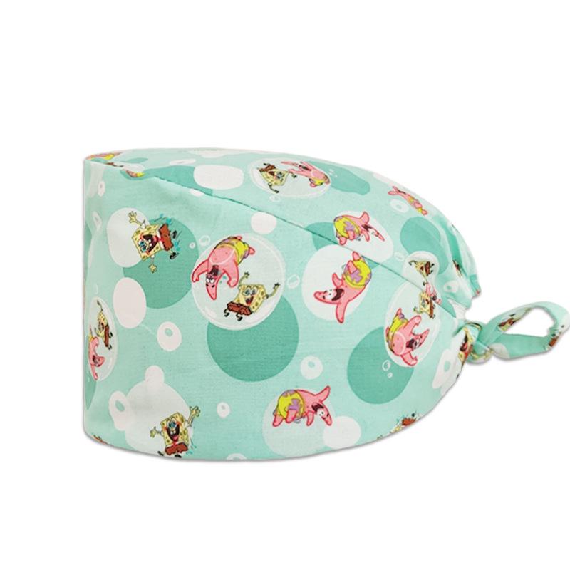 Women's Cotton Surgical Cap - Cartoon Print Nurse & Dentist Hat