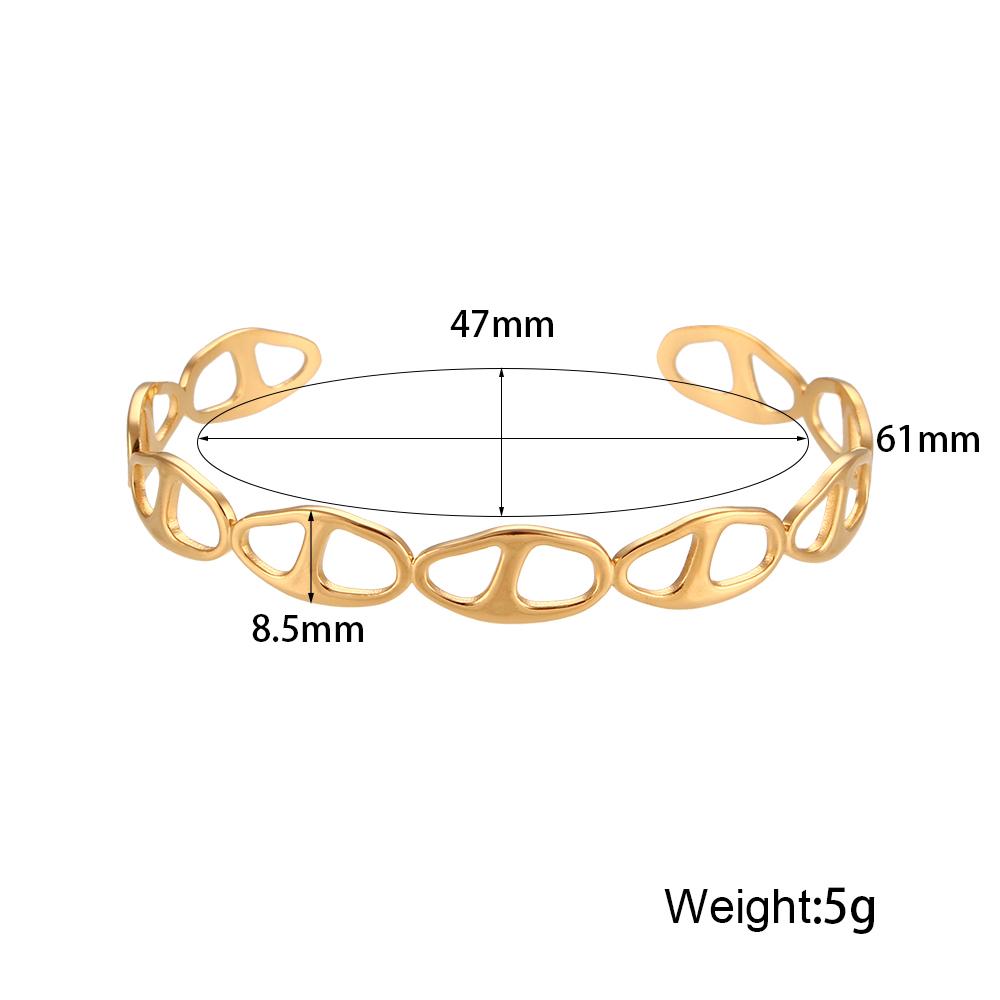 MamacitaSlay 18K Gold Plated 316L Stainless Steel Pig Nose Buckle Heart Opening Adjustable Bangles Fashion Waterproof Bracelets