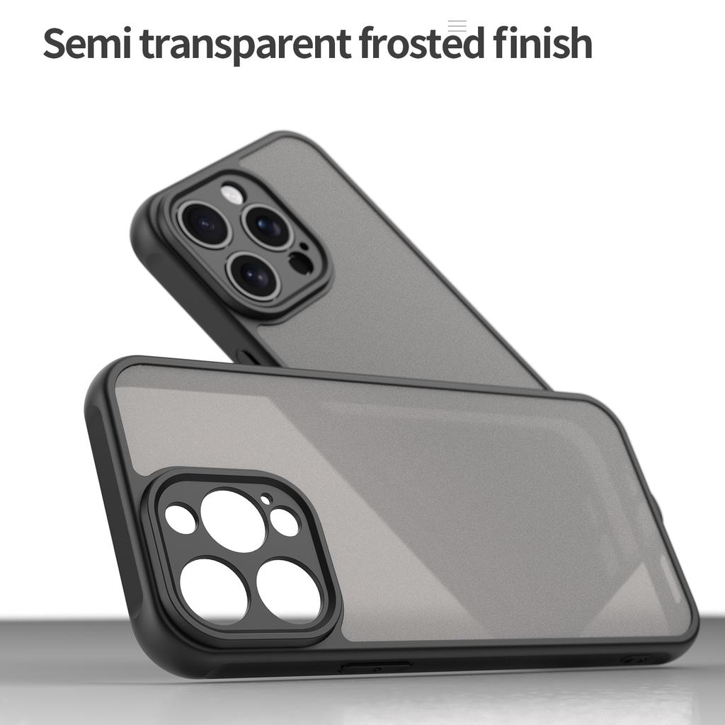 For iPhone 15 Pro Case with Screen Film WANLONFENG FD Series Skin Touch TPU PC Phone Back Cover