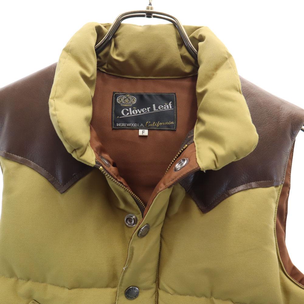 Cloverleaf Long Sleeve Leather Switching Down Vest Women Used