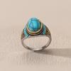 Men Women Personalized Exaggerated Ring Yunjin Cross-border Hot European Fashion Zinc Alloy Imitation Turquoise Finger Jewelry