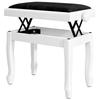 Piano Bench, Height-Adjustable, 45-56 cm, Velvet-Upholstered Seat, White