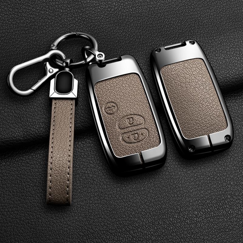 Zinklegering Läder Bilnyckelfodral För Toyota Camry Prius Land Cruiser Prado 150 Crown För Lexus Lc 200 Nyckelring Biltillbehör
