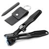 2 PCS Heavy-Duty Nail Clippers Set – Wide Jaw Toenail Clippers with Anti-Splash Catcher & PU Case for Seniors and Men
