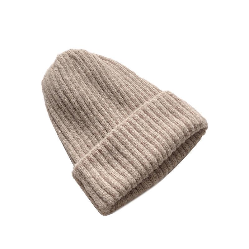 Tiantiandai Winter Candy Color Light Board Wool Hat Thickened Warm Vertical Strip Pointed Knitted Hat Casual and Versatile