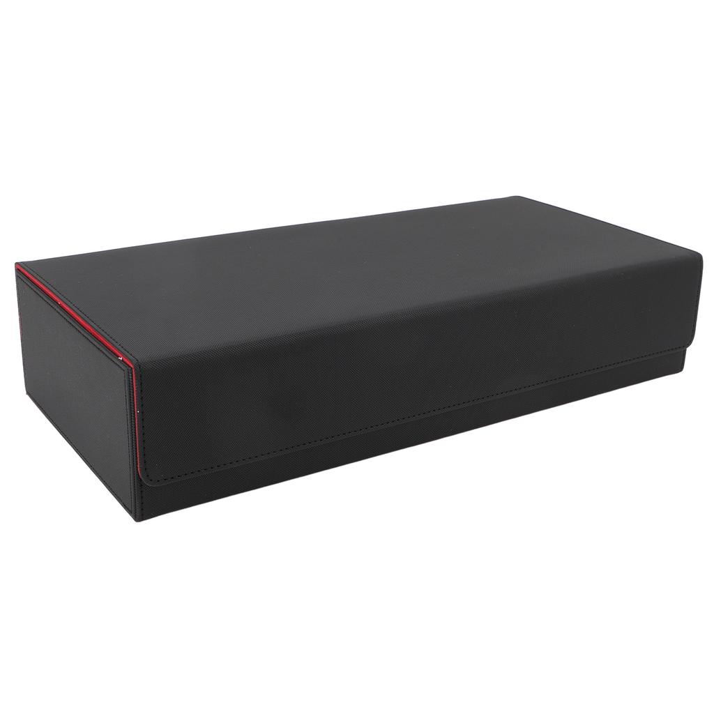 Card Storage Box PU Leather Magnetic Closure Card Deck Case with Drawer for Over 550 Game Cards Black Red
