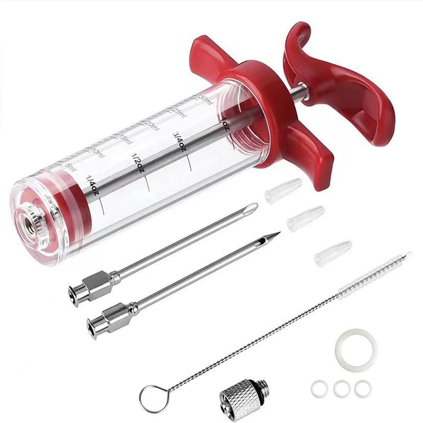 Meat Injector Syringe With 3 Marinade Injector Needles for BBQ Grill Turkey Marinade Flavor Injector