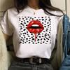 Fruit And Lips Print T Shirt New Fashion Women T Shirt Harajuku Tops Female Graphic Tee Ladies Cute Tee Shirt White Woman T-Shi
