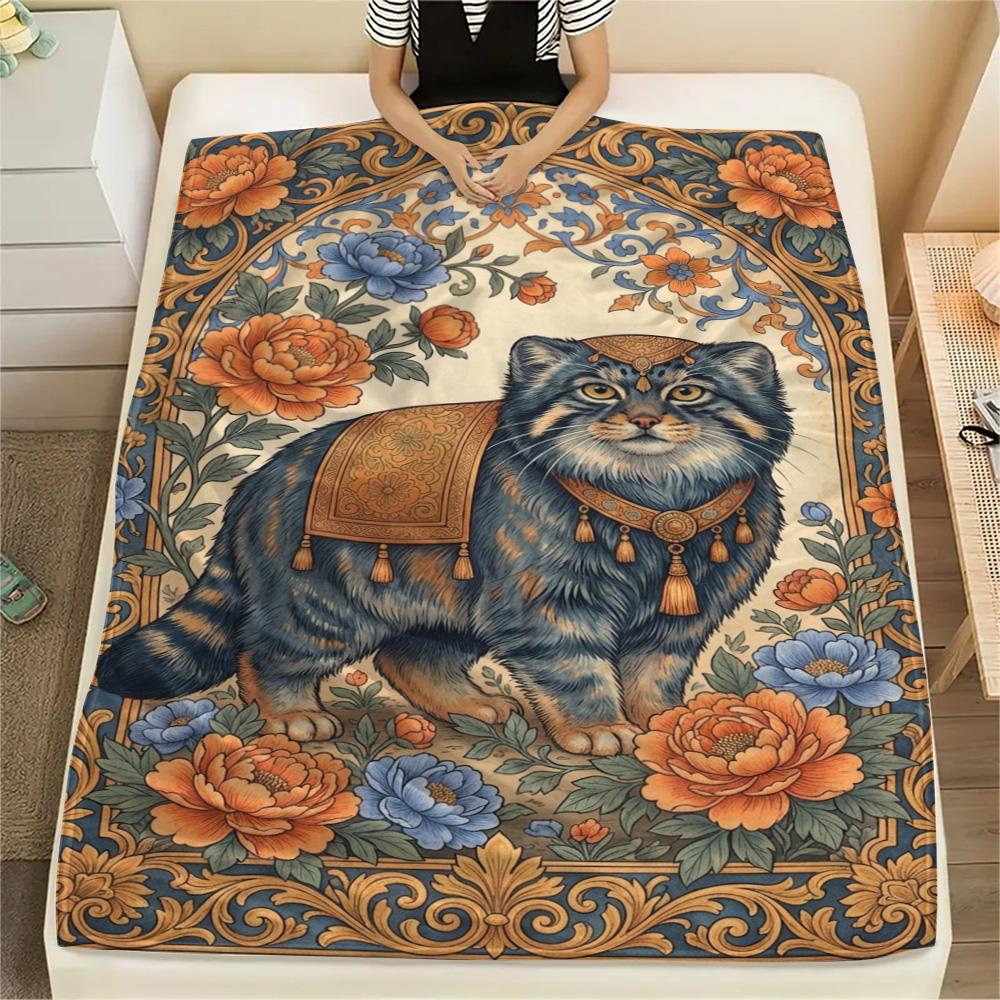 1 Stück Folk Art Druck Flanell Decke, Hohe Qualität, Bequem für Alle Jahreszeiten, Heimdekoration, Wärme und Komfort
