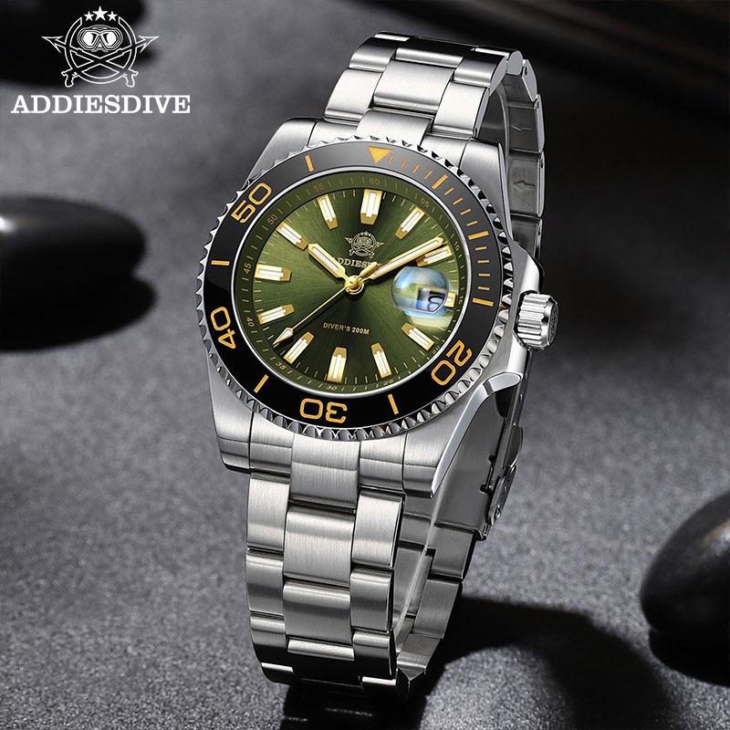 ADDIESDIVE Men's Quartz Watch 41mm Ceramic Bezel 200m Waterproof Wristwatch BGW9 Luminous Fashion Men Luxury Watches