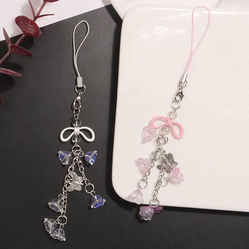Beaded Lily Of The Valley Phone Chain Pendant Phone Chain Wrist Strap Keycord Lanyard Girl Keychain Phone Case Hanging Chain
