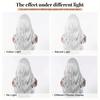 Women's Long Wavy Wig, White Center Part Synthetic Hairpiece for Daily & Cosplay