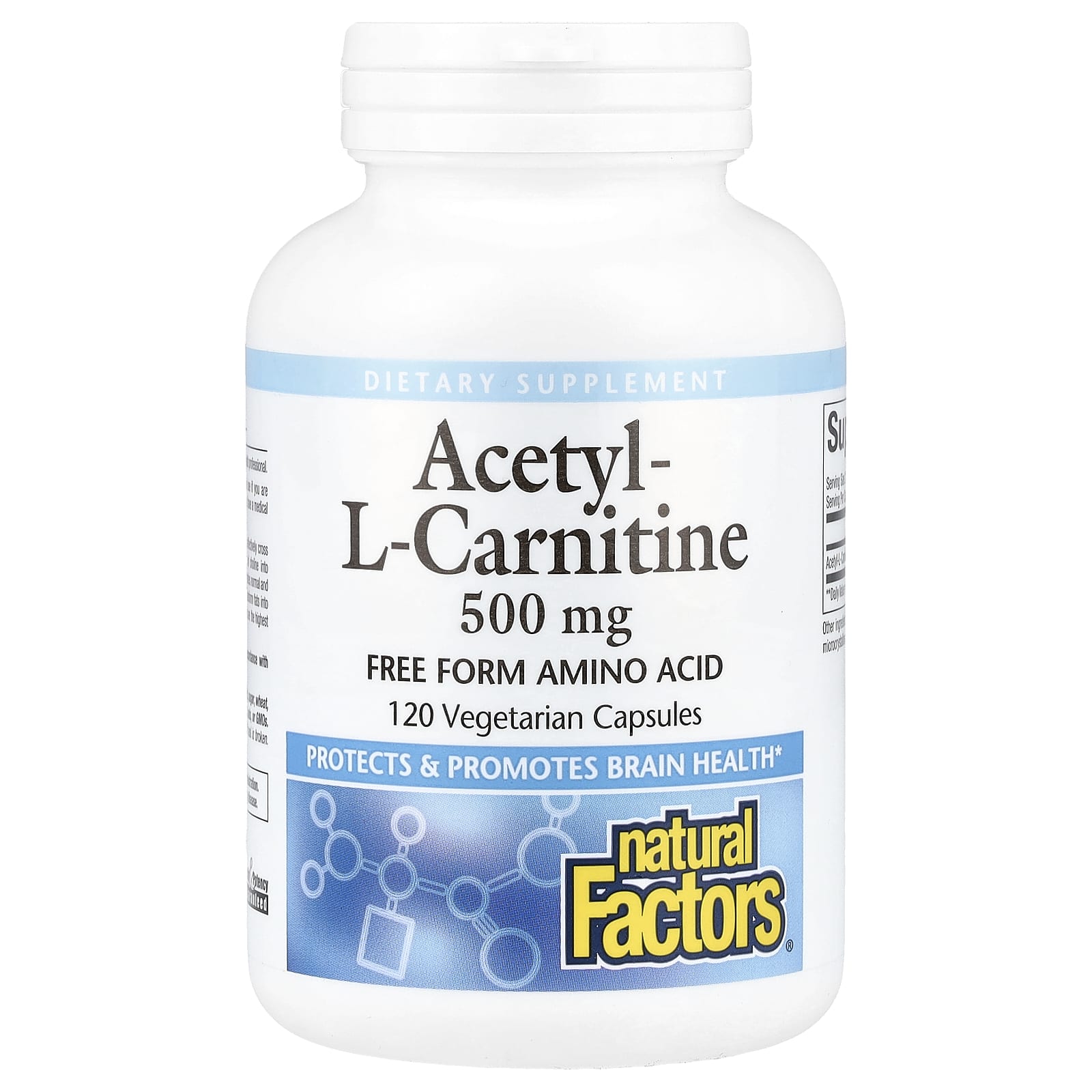 

Natural Factors, Acetyl-l-Carnitine, 500 mg, 120 Veggie Capsules
