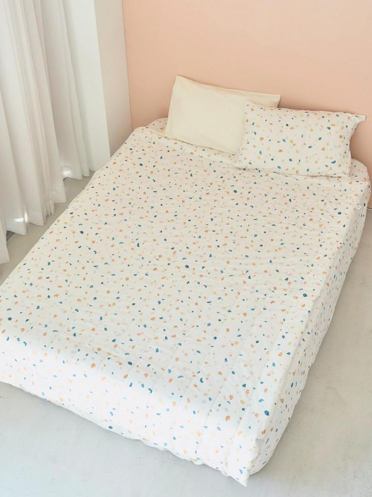 Terrazzo Pattern Antibacterial Box Sheet PSGG252823OWHTSD [sleep] Cool-to-the-Touch (Semi-Double)