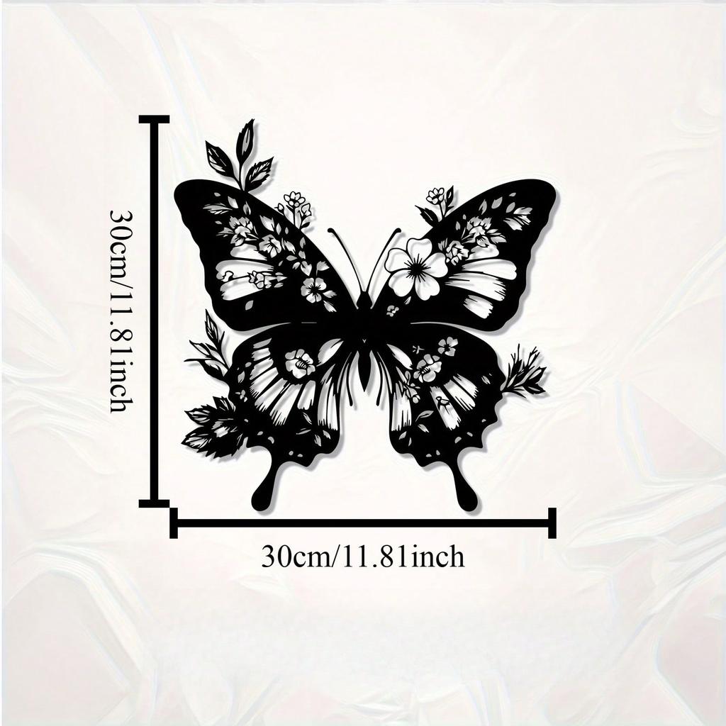 Modern Butterfly & Floral Metal Wall Art, Rust-Resistant Iron Garden Decor, Romantic Wedding Gift
