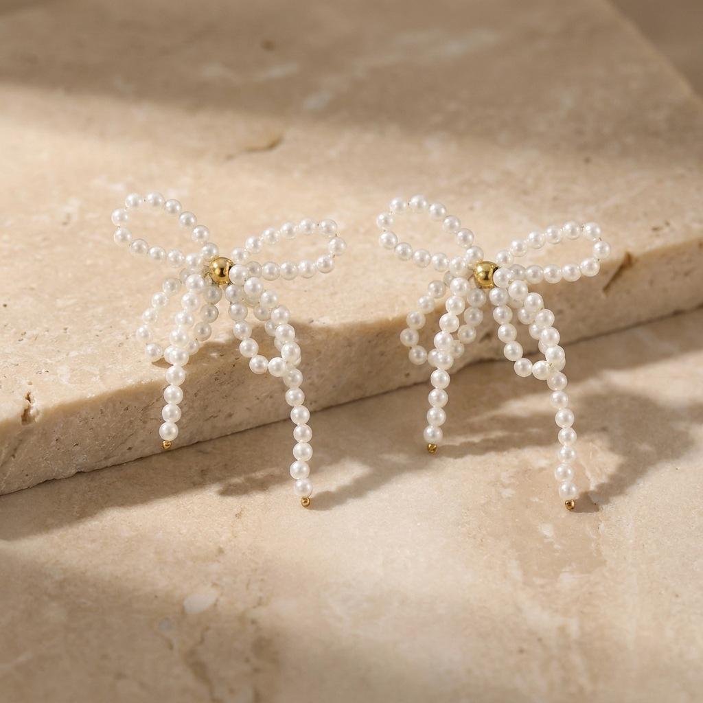 Pearl Tassel Bow Dangle Earrings - Sweet, Versatile Luxury