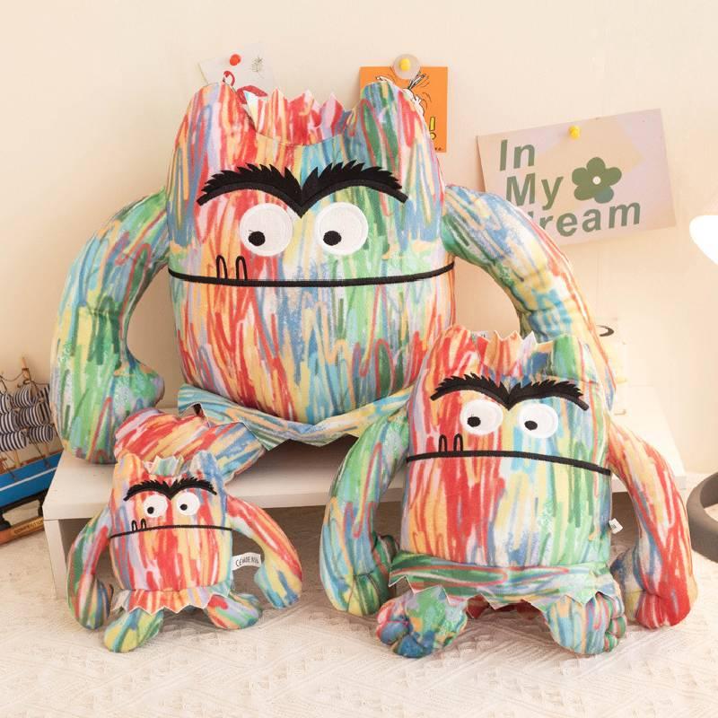 Colorful Monster Plush Toy For Children Emoticon Expression Design 15cm 25cm 35cm