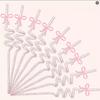 12pcs Pink Bow Straws Reusable Bow Drinking Straws Baby Shower Kids Girls Birthday Straws Supplies Bow Birthday Party Decoration