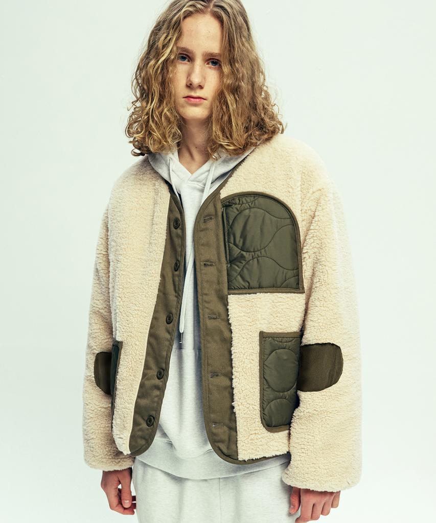 Knd Reversible Quilted & Fleece Liner Jacket Olive Khaki