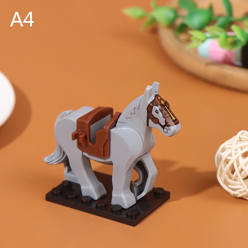 1pc Plastic Blocks Mini Blocks Action Figures War Medieval Knight Horse Wolf Saddle Bridle Toy Blocks For Children