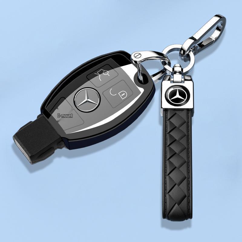 Mercedes-Benz GLA230 Key Case (2015-2019) Full Coverage Blue Protective Shell with Chain