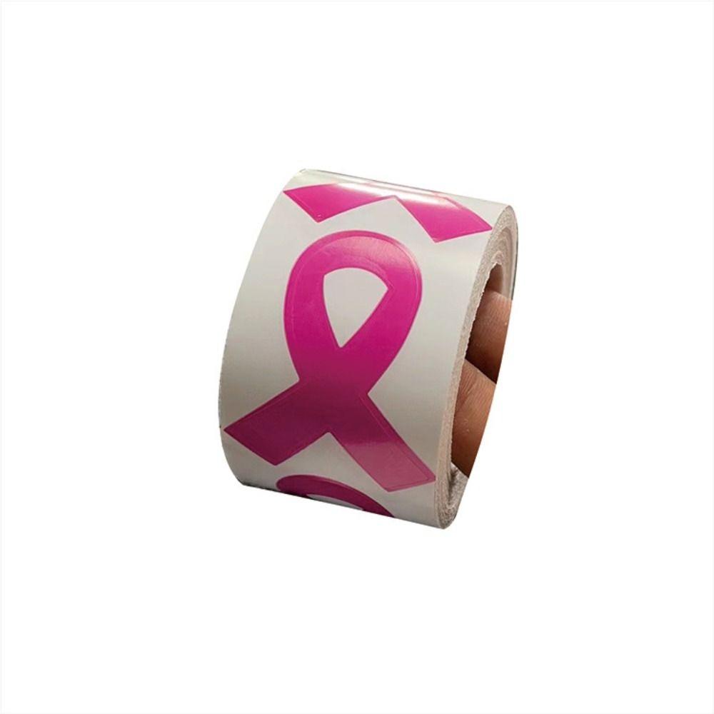 

Breast Cancer Awareness Stickers Ribbon Label Gift Sticker Roll Charity Events