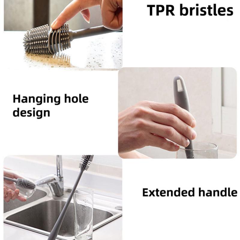 Silikonový kartáč na kelímky Čisticí štětec na láhve s mlékem Čisticí prostředek na láhve na vodu s dlouhou rukojetí Čisticí štětec na skleněné kelímky Čisticí pomůcky do kuchyně
