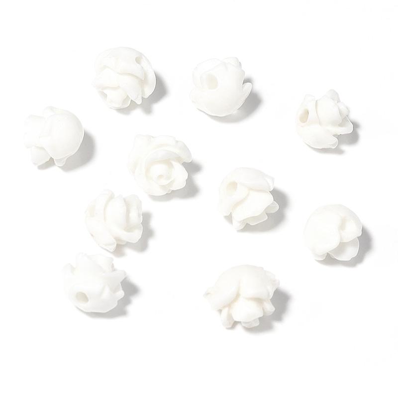 30pcs 6mm Resin Artificial Coral Beads for Jewelry Making Camelia Flower Beads DIY Earring Bracelet Neckalce Accessories