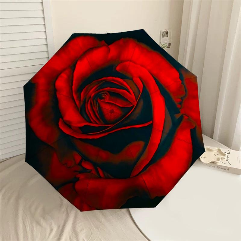 

1PC Rose Petals Umbrella-8-Rib Reinforced, Automatic Open, Lightweight & Durable, Cute Fashion Accessory for Outdoor, Beach, or Casual Use, Beach Umbr