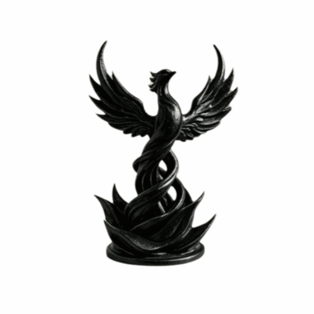 3D Printed Spiral Phoenix Sculpture Creative Desktop Bird Ornaments Bird Statue  Office Decoration 12cm Black B
