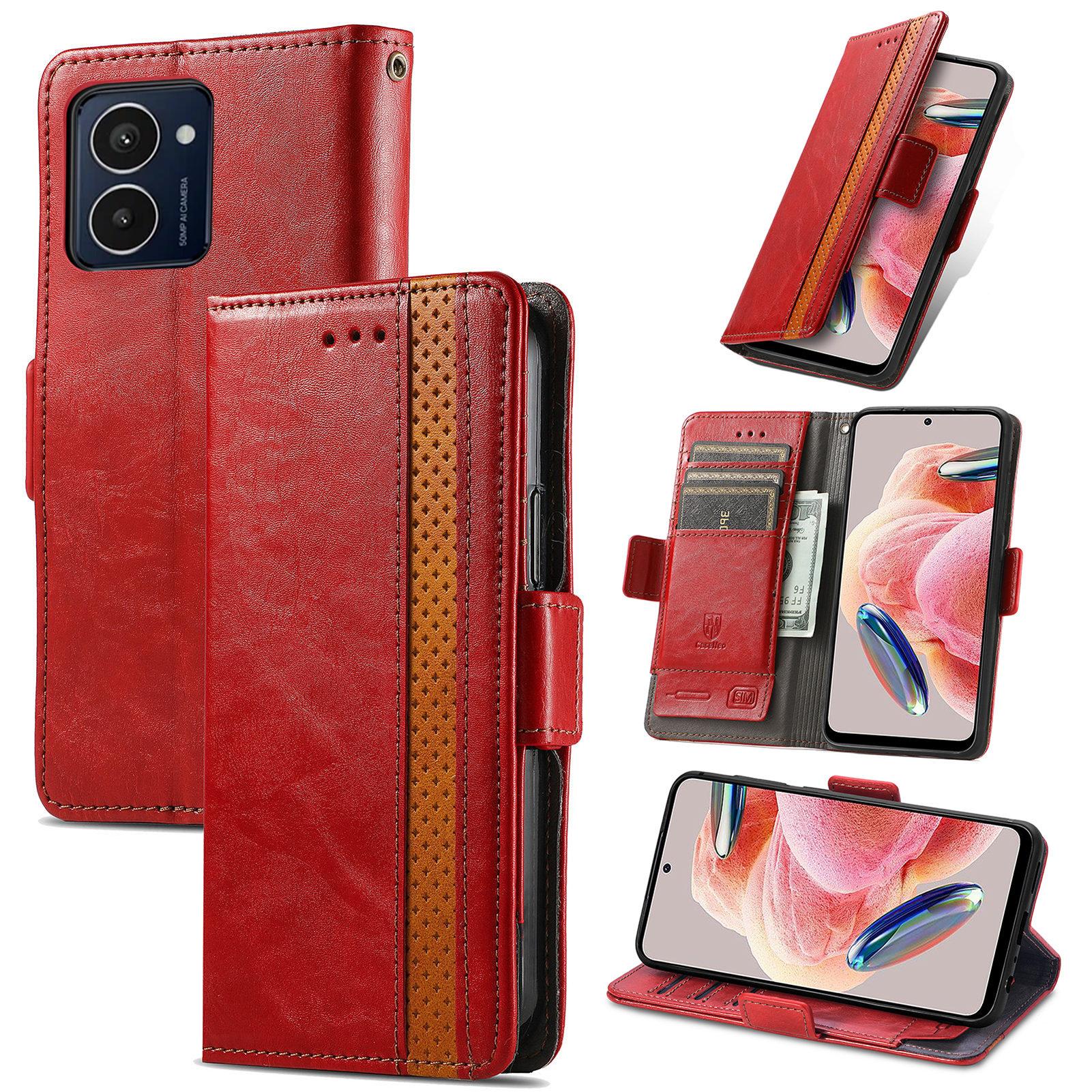 

For HMD Pulse Pro Phone Cases CASENEO PU Leather Cover Stand with RFID Blocking Wallet Red