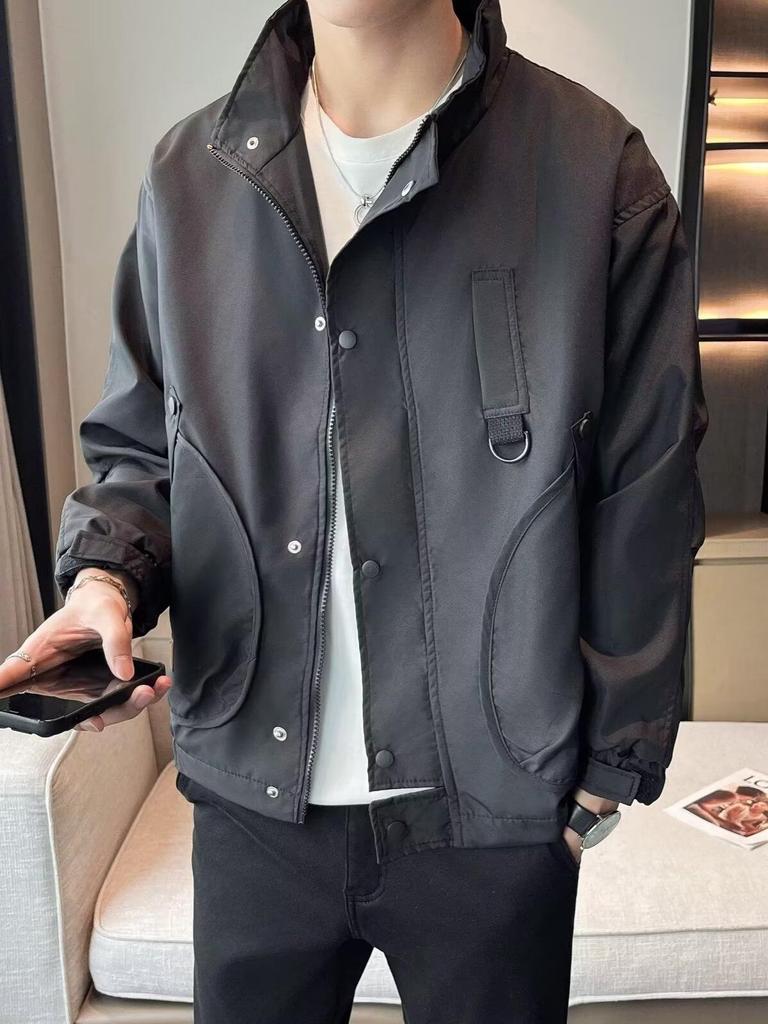 2025 Men's Trendy Hipster Jacket: Spring/Autumn High Street Style, Hong Kong & Japanese Harajuku Influence, Loose Fit, Korean Version.