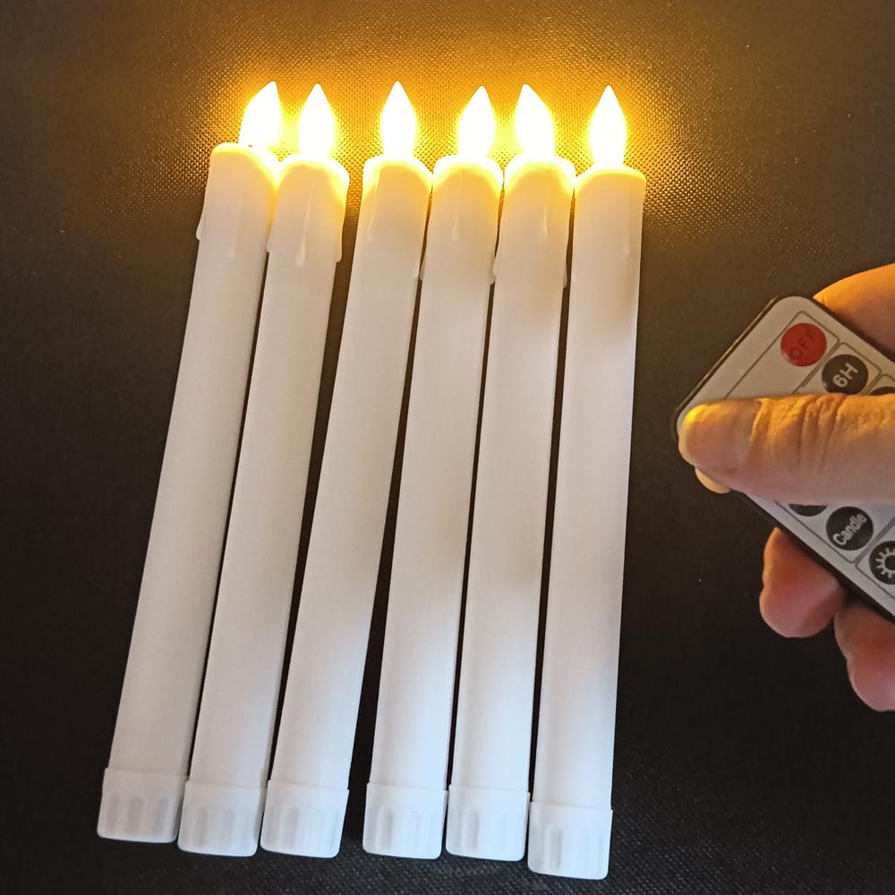 

6pcs remote battery charging long pole candle light Plastic LED electronic tear pole wax flameless candle holiday/church/restaur