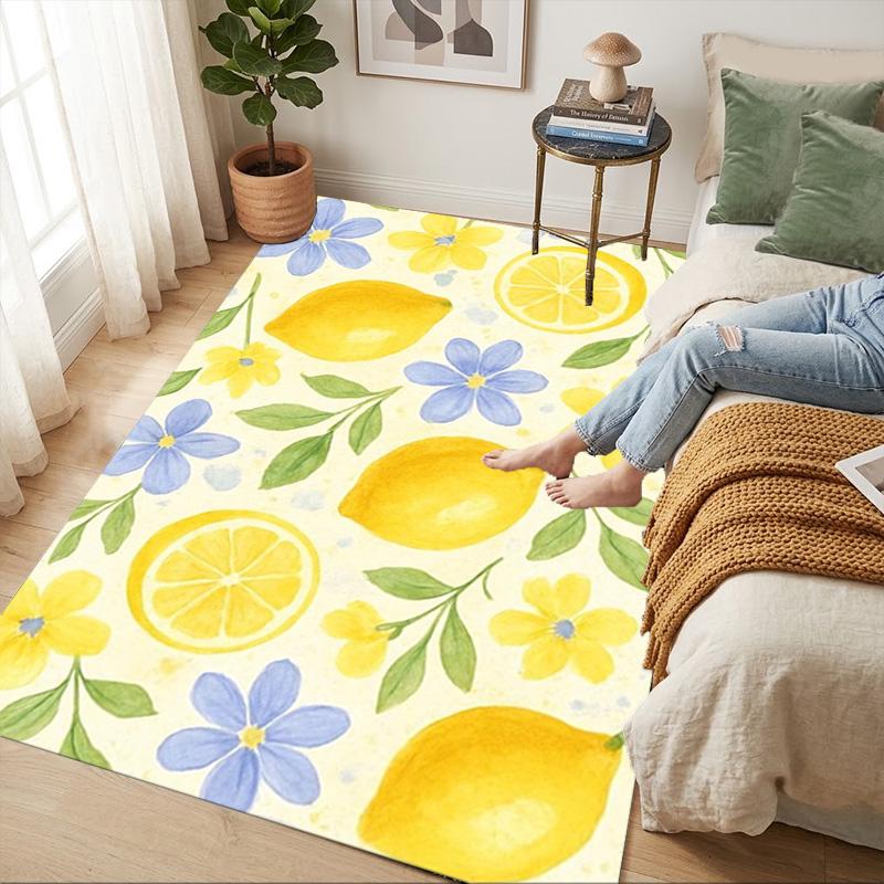 Lemon Floral Living Room Nonslip Area Rug Soft Carpet For Bedroom Game Playroom Sofa Office Home Decor Doormat Christmas Gift C926769
