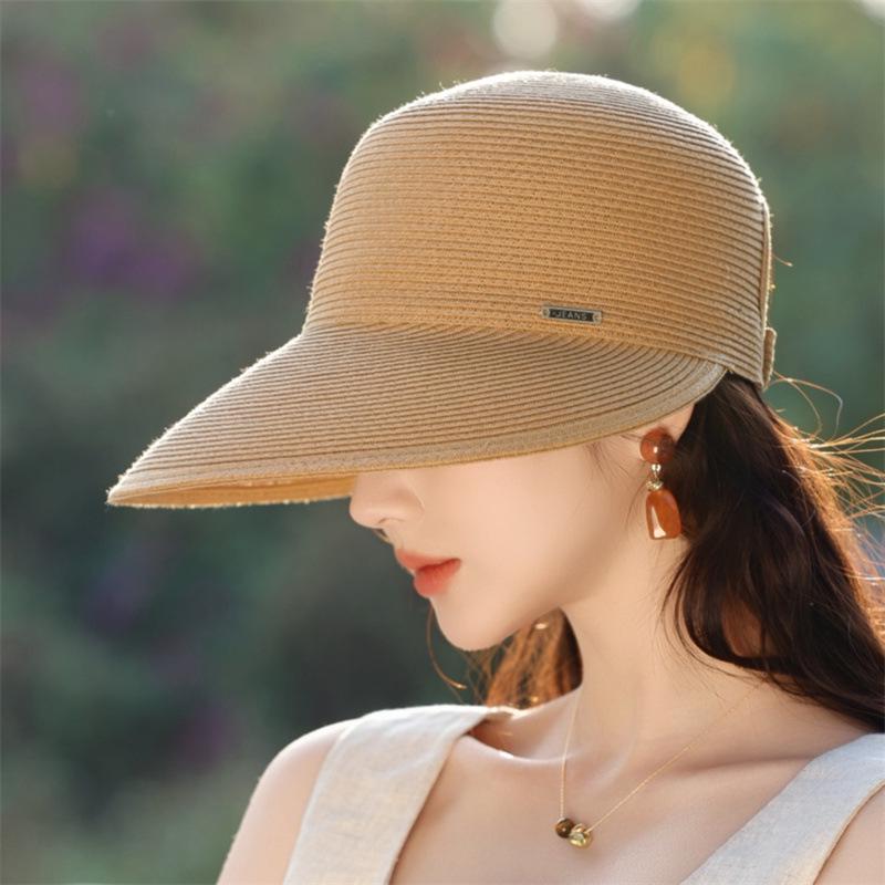 Women's Japanese Style Wide Brim Straw Hat - Summer Sun Protection for Outdoor Travel & Riding