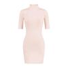 Pure Desire High Neck Slim Fit Mid-Sleeve Dress for Women – Waist-Cinched Hip-Hugging Skirt
