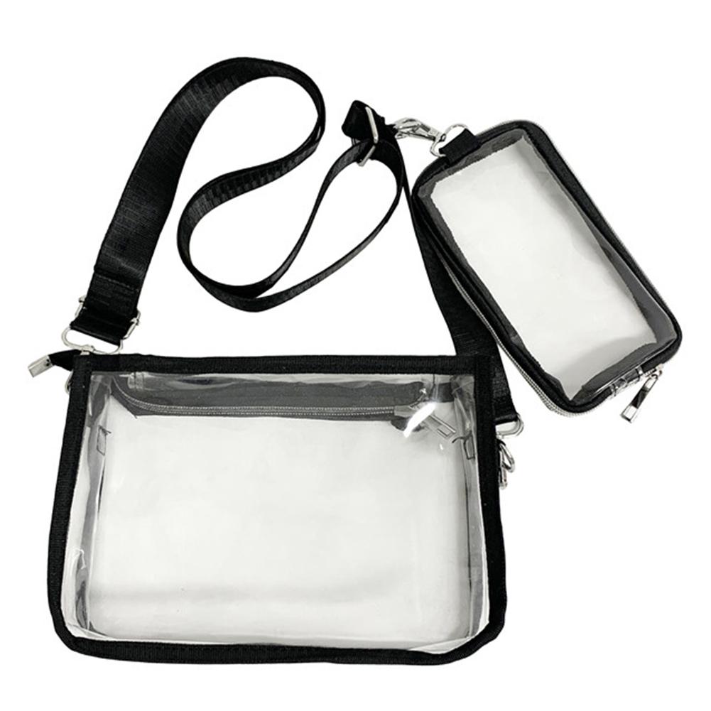PVC Transparent Shoulder Bag 2 IN 1 Adjustable Shoulder Straps Casual Clear Crossbody Bag Fashion Couple Bag for Boys & Girls
